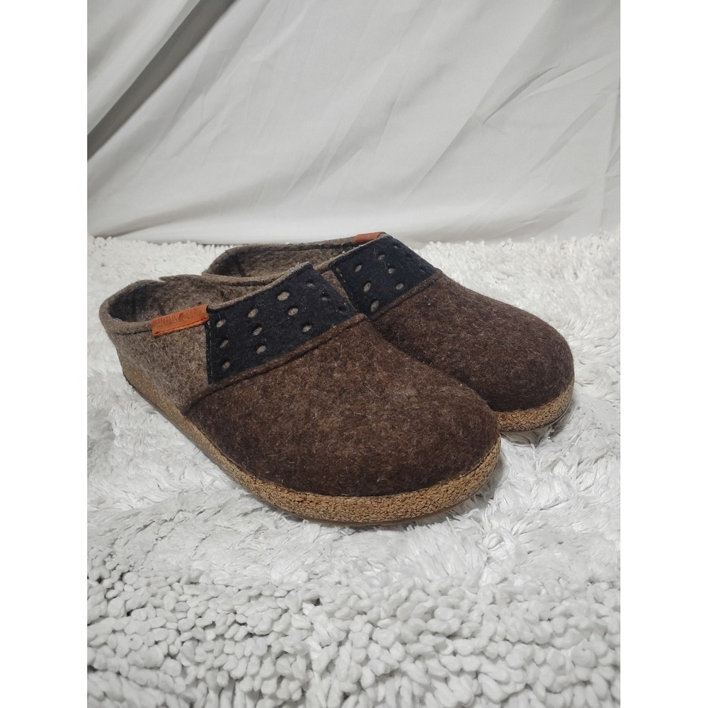Haflinger Women Brown Wool Felt Cork Clogs Mules Size 38 EU 7-7.5 US
